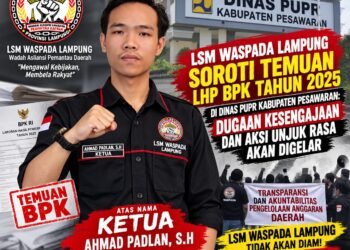LSM WASPADA Lampung Soroti Dinas PUPR Pesawaran 