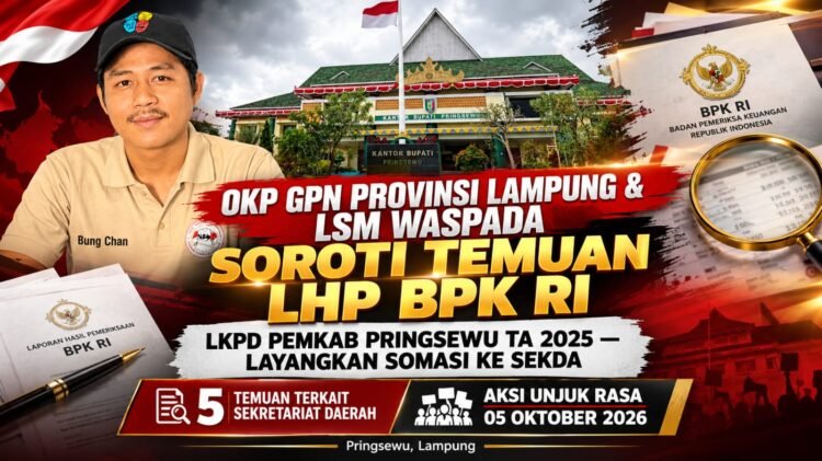 GPN-WASPADA Desak Sekda Pringsewu Jawab Temuan BPK